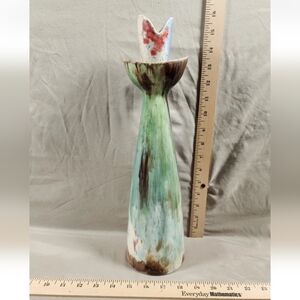 Vintage Handpainted Pottery Decanter Wild Color Mid Century Decor Flawless Shape